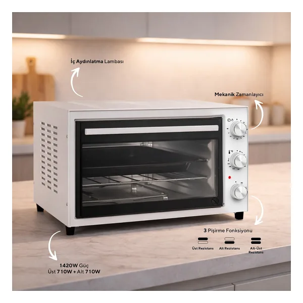 Kumtel KF-5320 32 lt Beyaz Mini Fırın