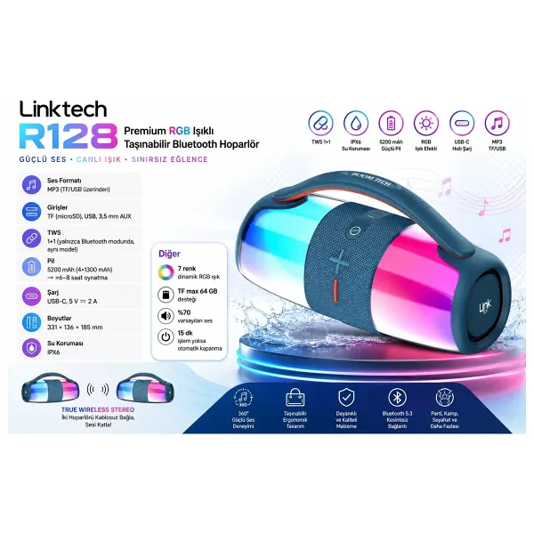 LinkTech R128 Bluetooth Hoparlör