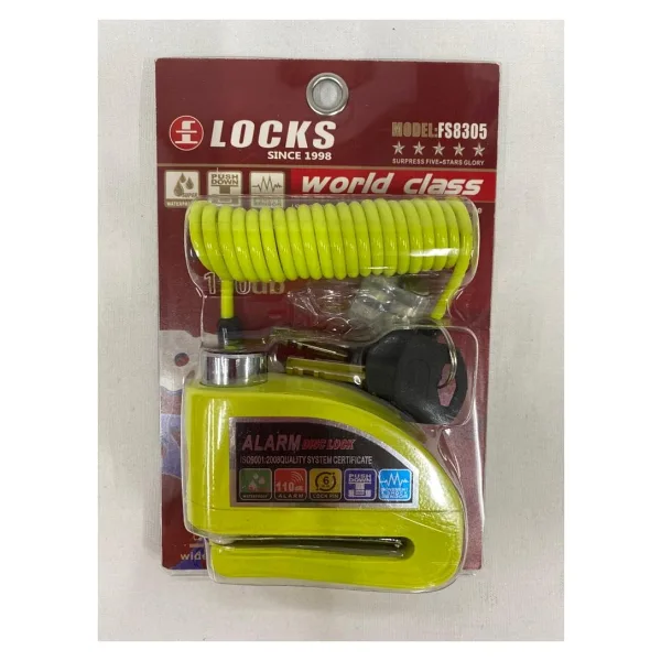Locks World Class 110 Db Mavi Siyah Kırmızı Alarmlı Disk Kilidi (hatırlatıcı Kablo )