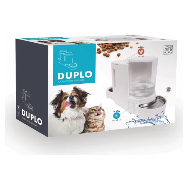 M-Pets Duplo 6 lt Beyaz Mama ve Su Kabı