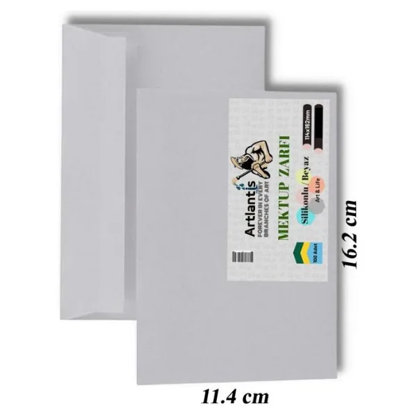 Mektup Zarfı Silikonlu 114x162 Mm 100 Adet 1 Paket Artlantis Cırtlı Beyaz Zarf Takı Zarfı Düğün Para Zarfı