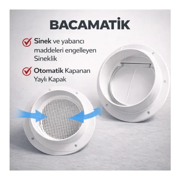 Plastik Bacamatik Davlumbaz Aspiratör Baca Klapesi