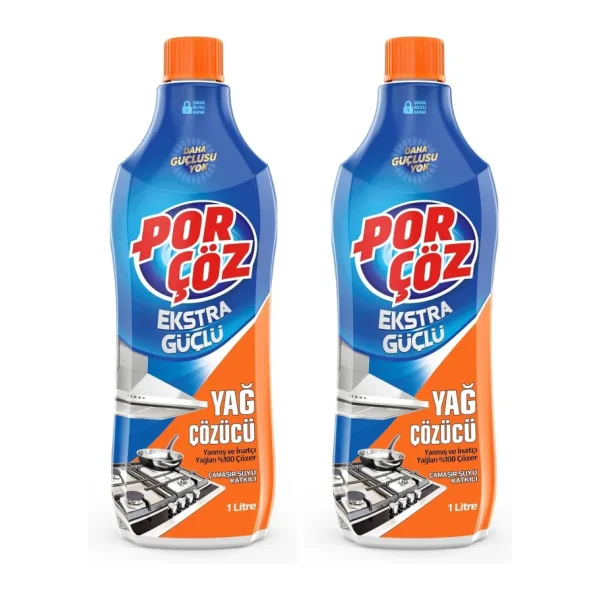 Porçöz Ekstra Güçlü Yağ Çözücü 1 lt 2'li