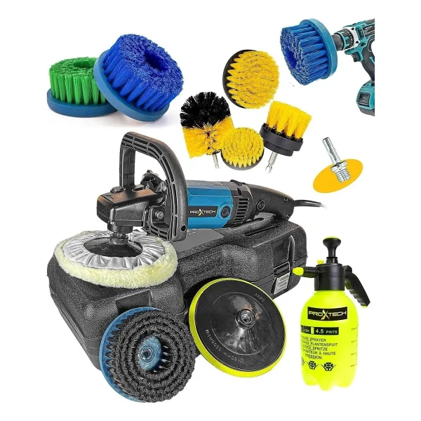 Proxtech Profesyonel 6 Kademeli Devirli Koltuk Halı Yıkama Pasta Cila Polisaj Makinesi Ful Set