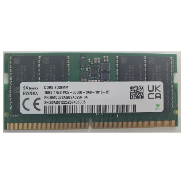 Sk-Hynix Hmcg78agbsa095n 16Gb Ddr5 5600Mt Cl46 262 Pin Sodimm, 1.1V Notebook Ram Bellek