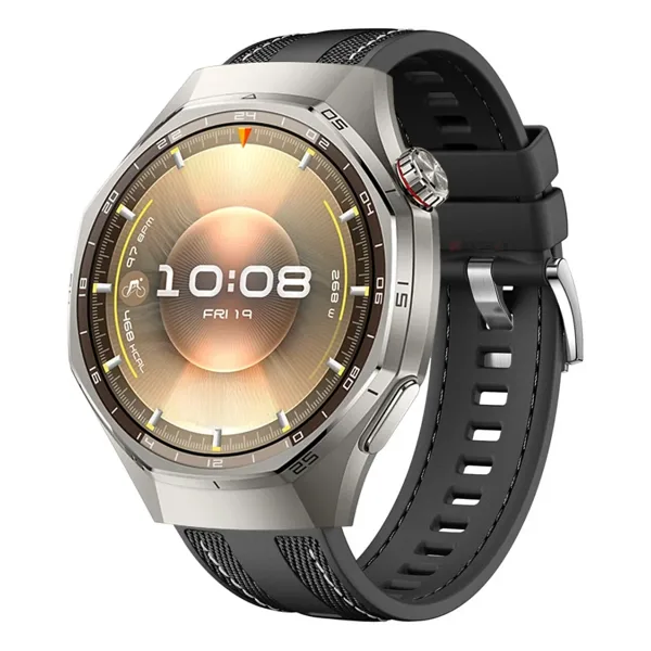 Sneezy Huawei Watch Gt6 Pro 46mm İle Uyumlu Metal Tokalı Dikiş Detaylı Şık Dokuma Silikon Kordon