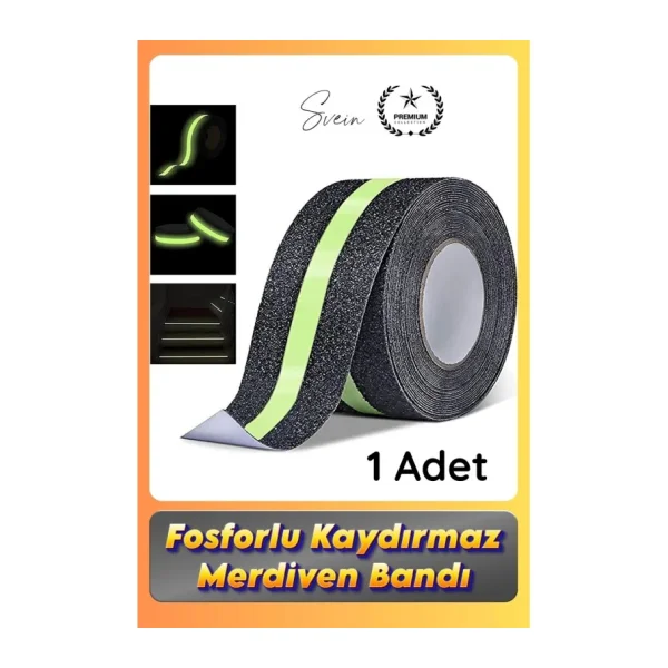 Svein #bant 1 Adet Fosforlu Kaydırmaz Merdiven Bandı 5 cm x 3 M Fotolümenli Yeşil Zemin Güvenlik Basamak