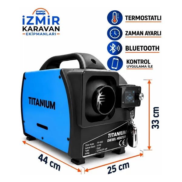 Titanium Çanta Tipi Webasto Dizel Isıtıcı Taşınabilir Bluetooth,lu 12/24/220 Volt