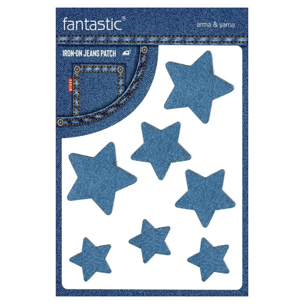 Ütü Ile Yapışan Kot Arma Patch Kot Yaması Denim Jeans Onarım & Dekoratif amaçlı Yıldız (Açık Mavi)