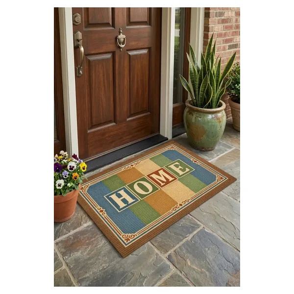 Valerine Life Home Retro Vintage Çizgili Dijital Baskılı Ev Ofis İşyeri Kapı Önü Paspası 45x70cm