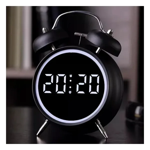 Valkyrie Led Ekranlı Analog Alarmlı Masa Saati Çalar Saat Pil Dereceli Çift Alarmlı Dijital Saat Siyah