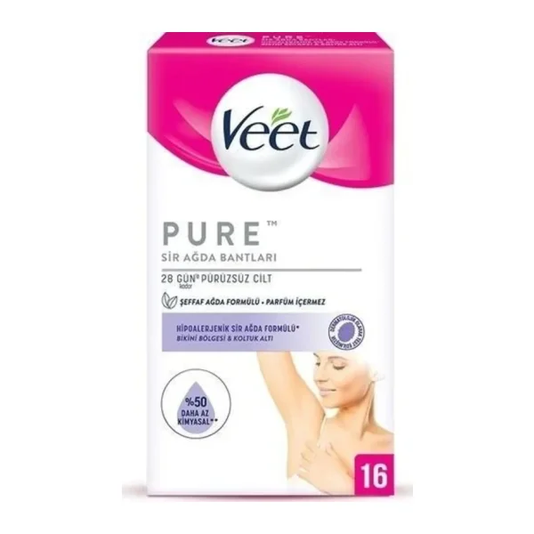 Veet Pure Hipoalerjenik Koltuk Altı ve Bikini Bölgesi 16'lı Sir Ağda Bandı