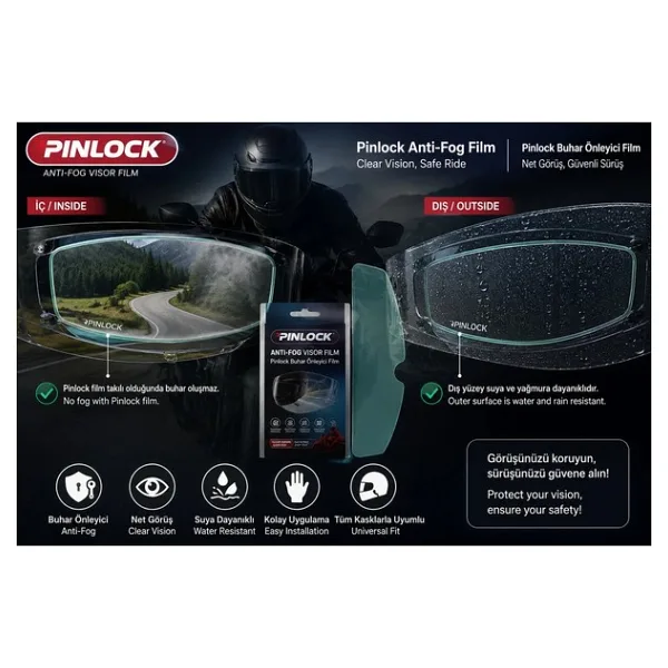 VOGS kask BUHAR önleyici ve YAĞMUR kaydırıcı filim pinlock anti-fog film