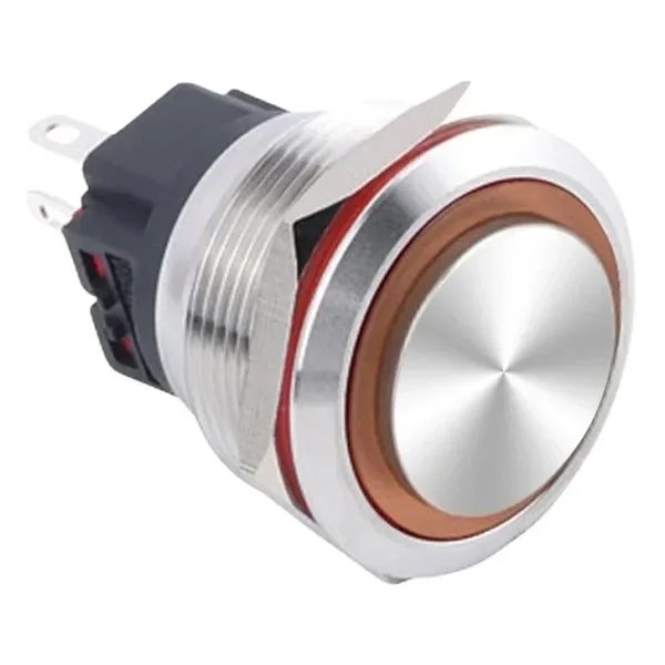 WD25B-G1Z-E 25mm Çıkık Anahtarlı Işıklı Metal Buton - Sarı