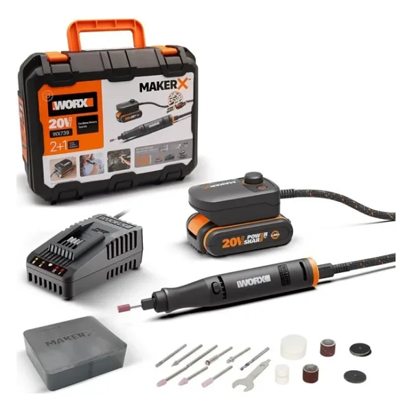 Worx WX739 20 V 2 Ah Akülü Devir Ayarlı Gravür Makinesi + 34 Parça Aksesuar