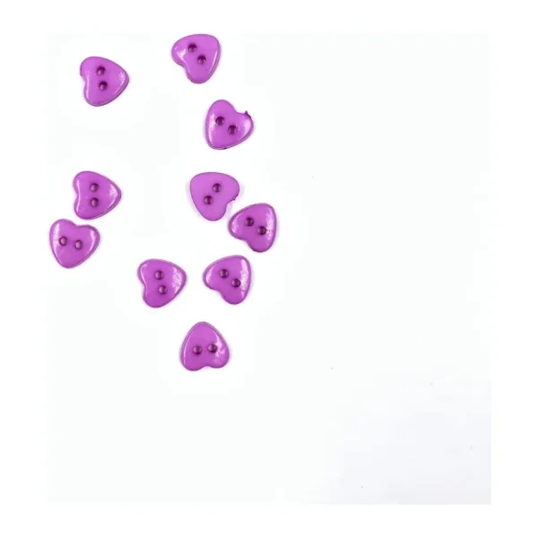 10 Adet 12 Mm Kalp Düğme (MOR)