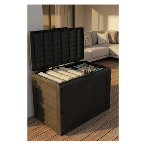 140 Lt Sandık Bahçe Balkon Kiler Depolama Kiler Su Geçirmez, Dayanıklı Plastik Organizer Antrasit