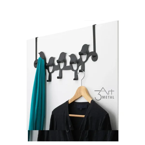 3art Metal Metal Amerikan Kapı Arkası Askılık - Dekoratif Demir Banyo Askısı - Kuş Detaylı Askılık