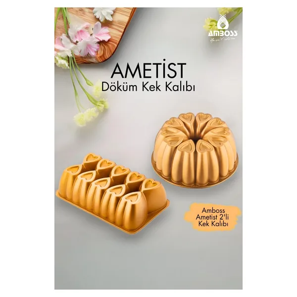 Amboss Ametist 26-29 cm 2'li Döküm Kek Kalıbı