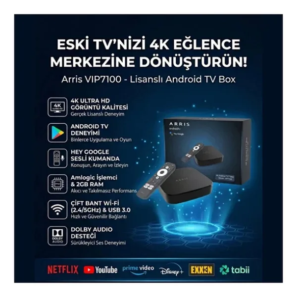 Arris 4K Android 12 Tv Box Orijinal Lisanslı Sesli Komutlu Kumanda Akıllı Televizyon Kutusu