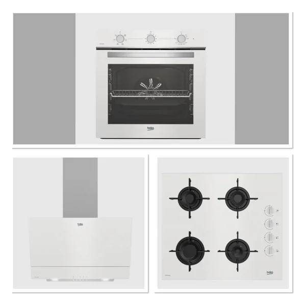 Beko Beyaz Cam Avantajlı Ankastre Set - 3'lü Ankastre Set (BFC 221 HB, BOCD T 6011 EHB, BDE 6050 HB)