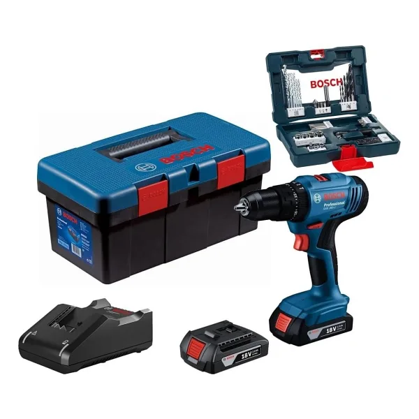 Bosch GSB 183-Li 2 Ah Tek Akülü Darbeli Matkap + Takım Çantası ve 41 Parça Aksesuar Seti