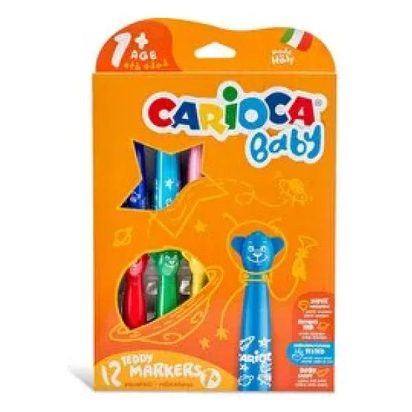 Carioca Baby Teddy Süper Yıkanabilir 12'li Jumbo Keçeli Kalem Seti