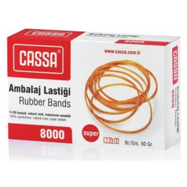 Cassa 8000 Ambalaj Lastiği (Paket Lastiği) Yüzde 100 Kauçuk 50 Gram Midi