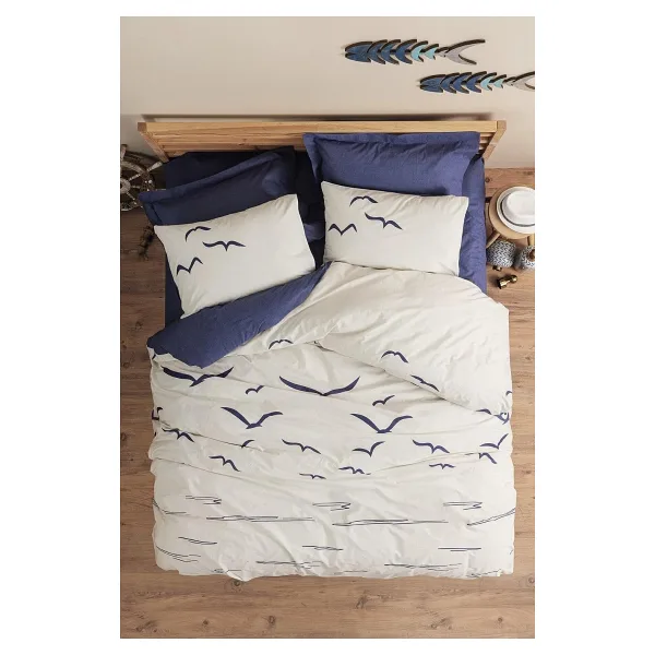 Cotton Box Maritime Larum Lacivert Çift Kişilik Nevresim Takımı