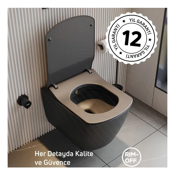Creavit Elegant Rim-Off EG321-00AM00E-0000 Mat Antrasit Asma Klozet