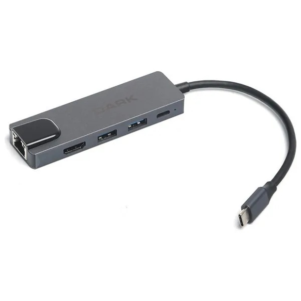 Dark 5'i 1 Arada USB 3.1 Type-C to Ethernet / HDMI / USB 3.0 - USB 2.0 / USB-C PD 65W Macbook Pro/Air & Notebook/Ultrabook için Port Çoklayıcı HUB