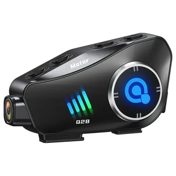 Deanb Q-28 Su Geçirmez Wireless 30FPS HD Yatay/Dikey 19201080P Kamera Motosiklet İnterkom Motor Kask Kulaklık - Mat Siyah
