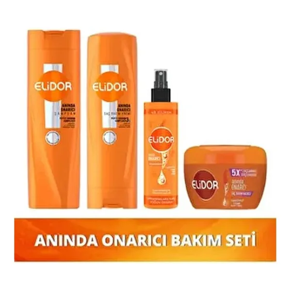 Elidor Anında Onarıcı Saç Bakım Seti Keratinli Besleyici Formül 400 ml Saç Bakımı İçin