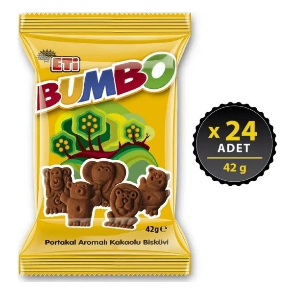 Eti Bumbo Portakal Aromalı Kakaolu Bisküvi 42 gr 24'lü