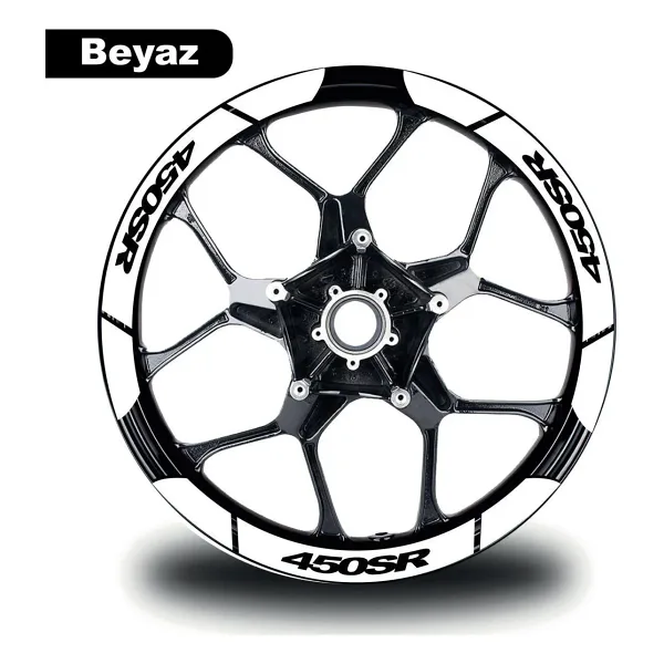 FARKSHP Beyaz CF MOTO 450 SR Geniş Jant Sticker Etiket Modeli