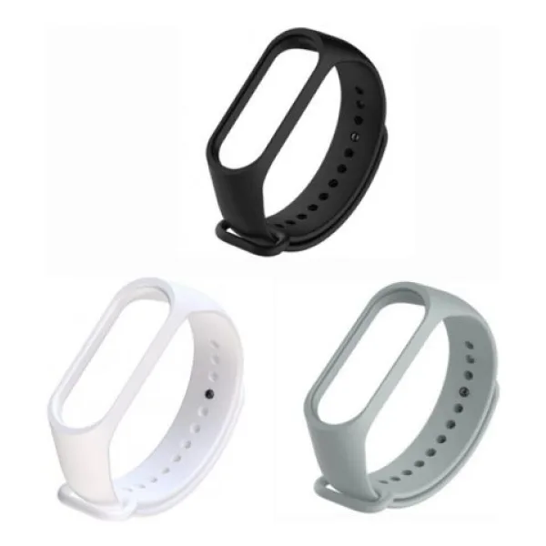 Gaman Mi Band 3/4 Uyumlu Akilli Bileklik Kordonu 3Lu Set Siyah-Gri-Beyaz