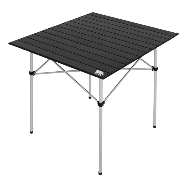 Kamp Ayısı XL 72x70 cm Siyah Alüminyum Katlanır Kamp Masası