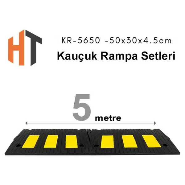 Kauçuk Rampa Set, Otopark Rampası, Kaldırım Rampası 50X30X4,5 cm 5 Metre - 001-Renkli