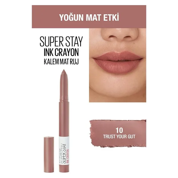 Maybelline New York Super Stay Ink Crayon 10 Trust Your Gut Kalem Ruj