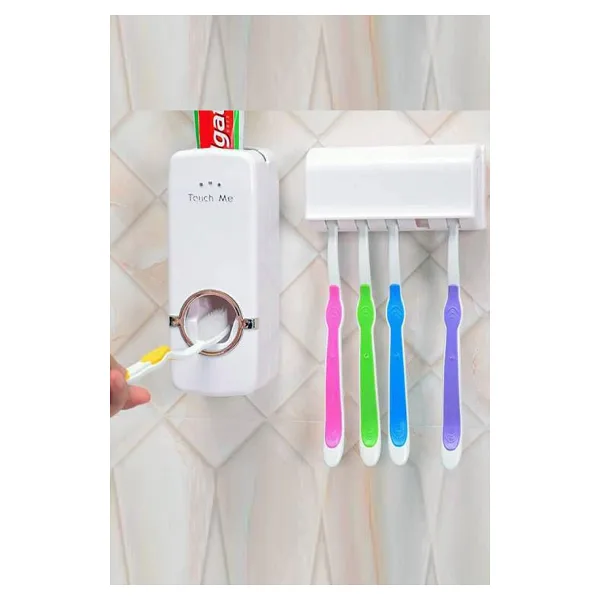 Mobee Dekoratif Ev Banyo Diş Macunu Sıkacağı Ve 5 Li Fırça Tutucu