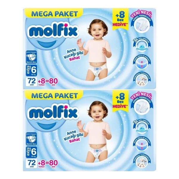 Molfix 6 Numara Extra Large 160'lı Bebek Bezi