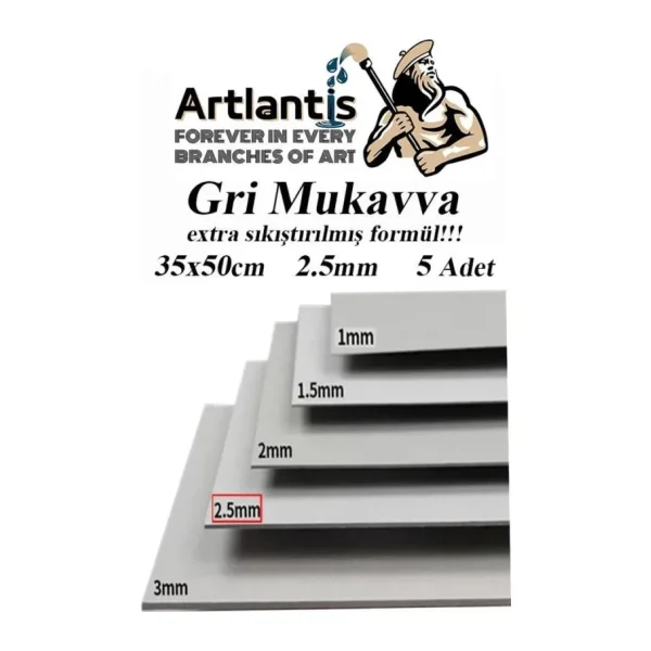 Mukavva Gri 2.5 Mm 35x50 Cm 5 Adet Sert Karton Ekstra Sıkıştırılmış 35x50 Mukavva Gri Renkli 5 Adet