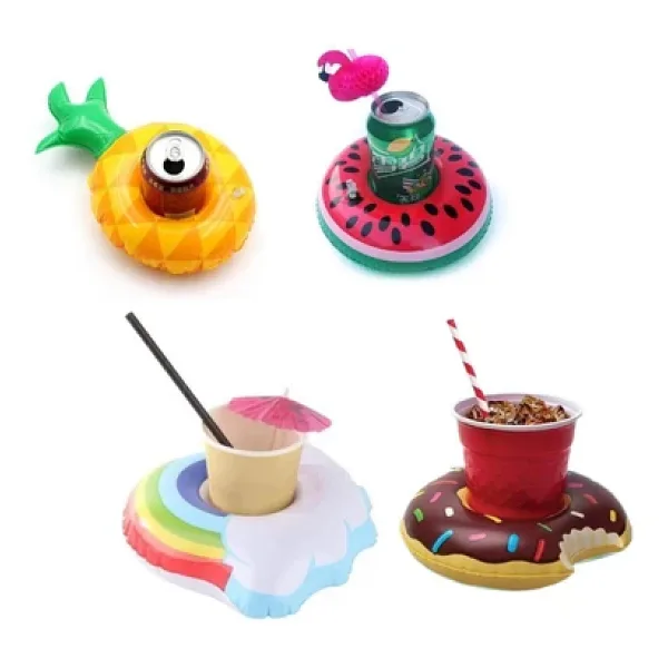 NETAVANTAJ Karpuz Ananas Donut Gökkuşağı Şişme Havuz Deniz Bardak Tutucu 4lü Float Bar Seti