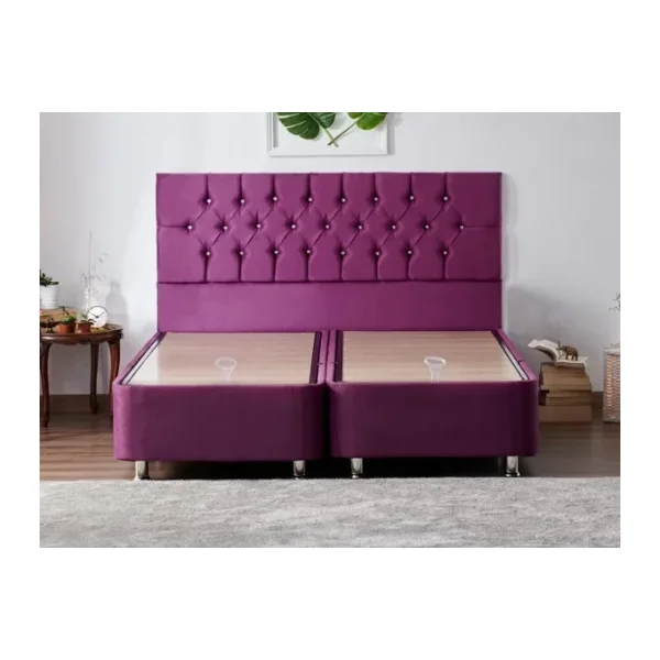Niron Violet Baza ve Başlık Seti 180x200 cm Çift Kişilik Sandıklı Mor Kumaş Baza ve Başlığı