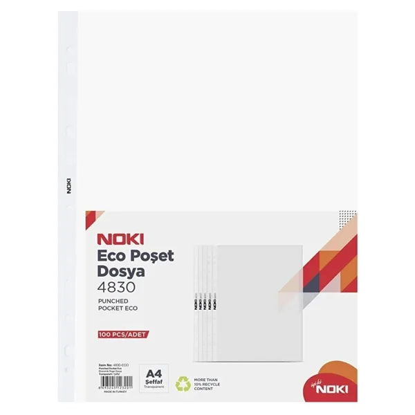 Noki Eco Poşet Dosya Şeffaf 100 Adet 1paket