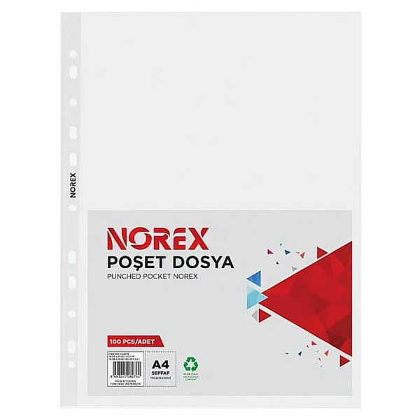NOREX Şeffaf Poşet Dosya 100 lü (1 paket)