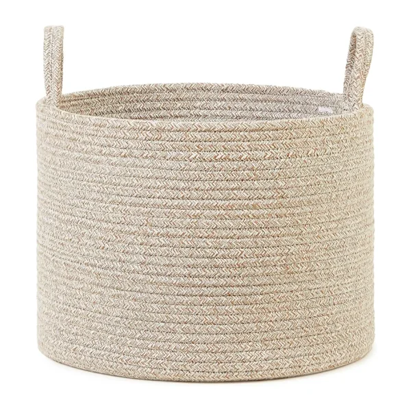 Ocean Home Textile Bej Kırçıllı Pamuklu Halat Sepet 35 x 27 cm
