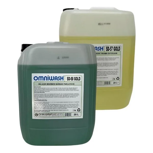 Omniwash Gold Endüstriyel Sıvı Bulaşık Yıkama Deterjanı ve Parlatıcısı 2x20 lt