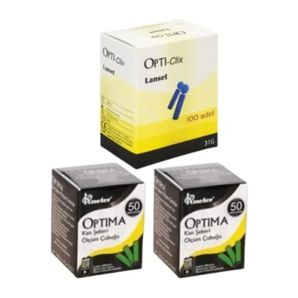 Optima Ölçüm Stribi 100 Adet + 100 Adet Lanset Delme-Kalem Iğnesi