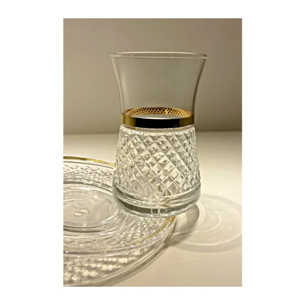 Paşabahçe Heybeli Altın Yaldızlı 6 Kişilik 12 Parça Çay Seti 160CC 42361 Verona Model - 160 ml
